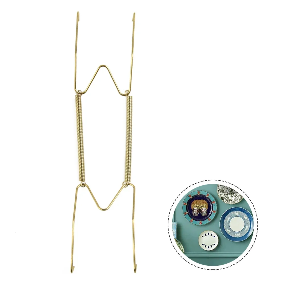 Ganci Porta Piatti Da Parete Invisibili, In Acciaio Oro, 2 Pezzi Da 20-30-35 Cm, Per Appendere Piatti Decorativi