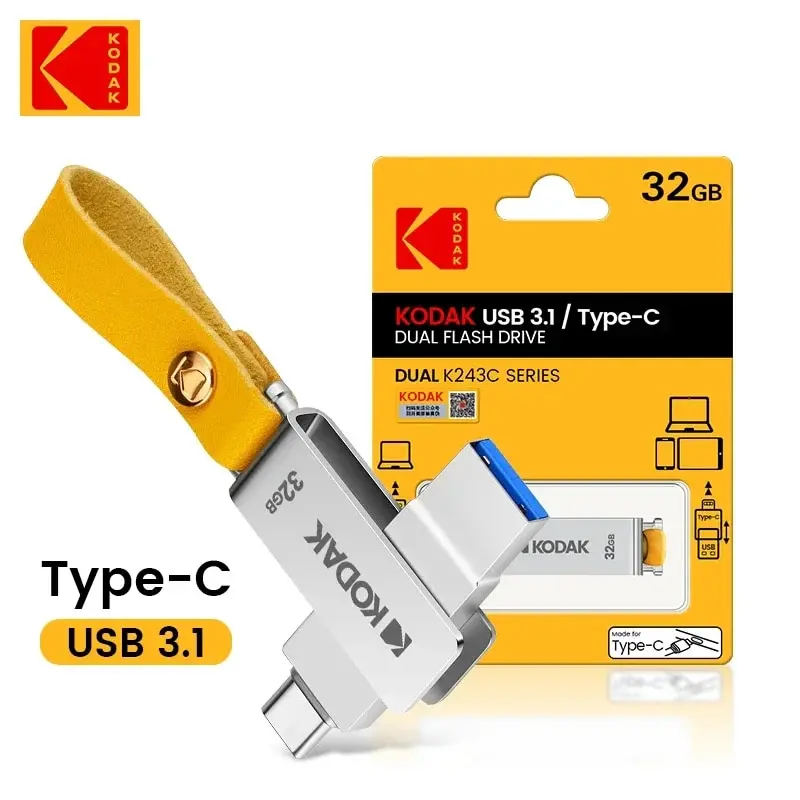 Kodak Tipo C Due In Uno Usb Flash Drive 32Gb 64Gb 128Gb Computer Cellulare Dual Use Usb Flash Drive Rotante Creativo Usb 3.1