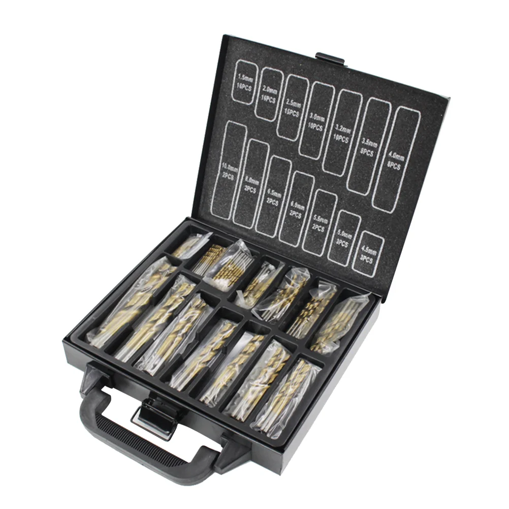 

99pcs HSS 15mm-10mm Titanium Nitride Drill Bit Set Drilling Bits Kit for Metal Plastic Copper and Wood with Durable