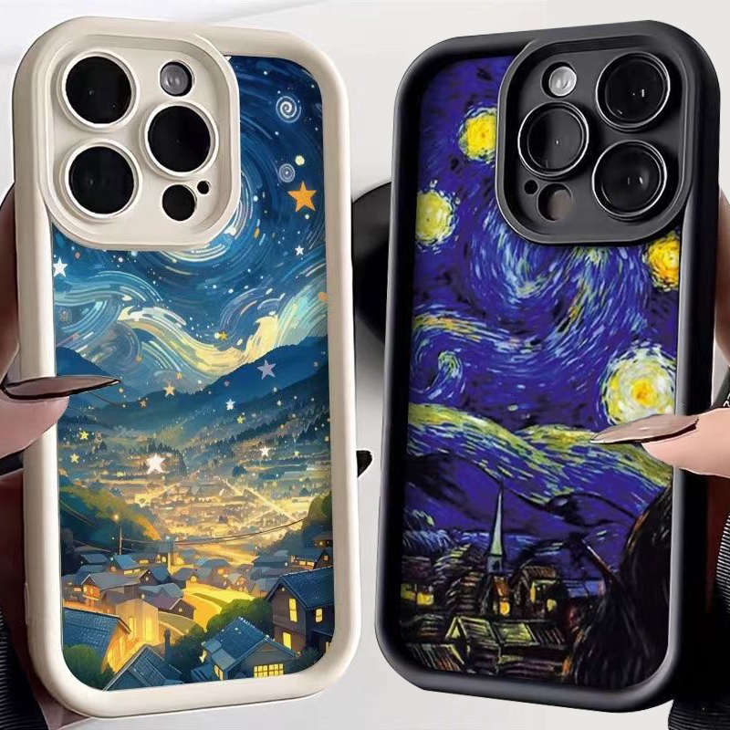 Starry Sky Oil Painting Phone Case For Xiaomi Redmi Note 13 12 Turbo 11 Pro Plus 12S 11S 10S 10 9 9S 8 7 Pro 12C 13C Soft Cover
