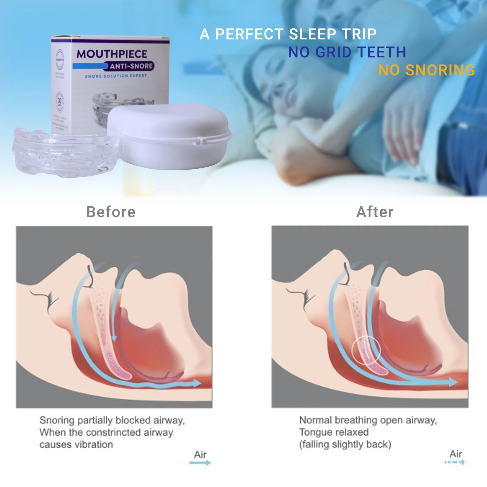 Bouchon anti-ronflement rรฉglable pour homme, solution anti-ronflement confortable, protection anti-ronflement