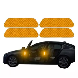 Car Door Safety Warning Reflector Stickers - Set of 4 (Yellow)