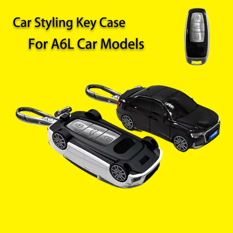Automodell für Audi A6l Schlüsseletui 3-Taste für Audi A6 A6L A7 A8 A8L A3 E-tron 55 Q7 Q8 C8 2019 2020 2021 Schlüsselhülle Zubehör