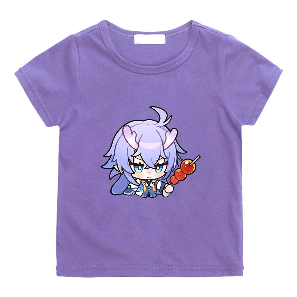 

Game Honkai Star Rail Bailu T-shirt 100% Cotton Boys and Girls Tee-shirt Casual Cartoon Graphic Print Tshirts Kawaii Tees Summer
