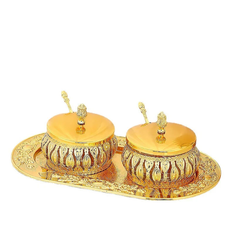 Modern Gold Metal Spice Jar Sealed Glass Sugar Spice Box Kitchen Utensils Salt Chili Jar Food Storage Container Home Decoration