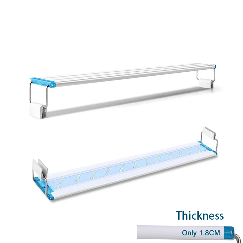 Aquarium Light Aquarium Lamp Super Slim LED Aquarium Lighting rgb Aquatic Plant Light 18-58CM Extensible Waterproof Clip for Fish Tank 90-260V Color Lights