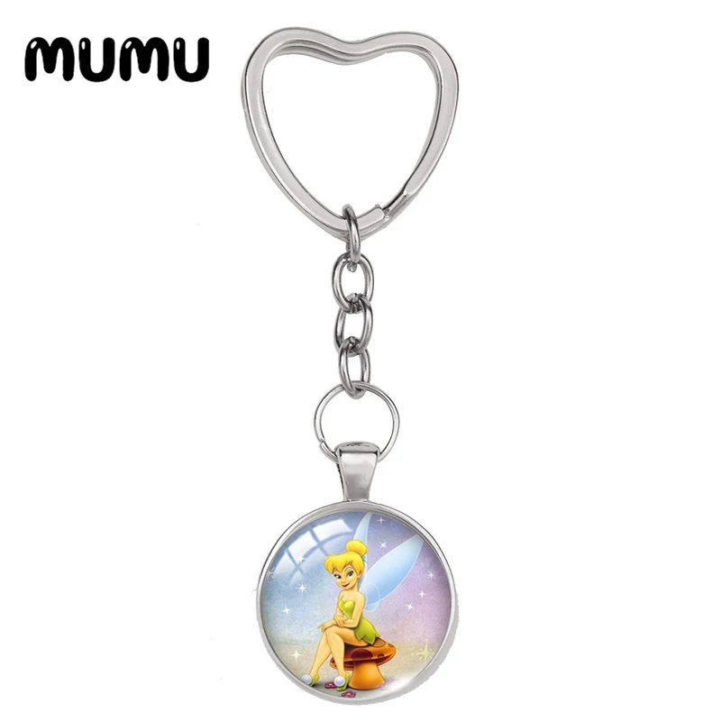 2024 New TinkerBel Periwinkle Heart Keyring Fairy Keychain Glass