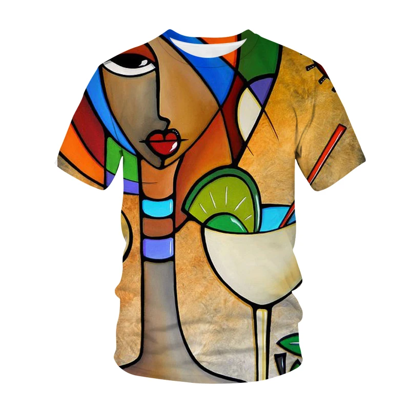 green t shirt Artistic Women Face 3d Printed T-shirts Women Men y2k Clothes Short-sleeve Aesthetic Tees Tops Oversized Summer Female Clothing cotton shirts