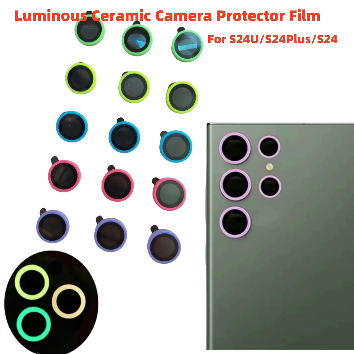 Enhanced Camera Lens Protector with Scratch-Resistant Tempered Glass and Luminous Lens Ring Cover