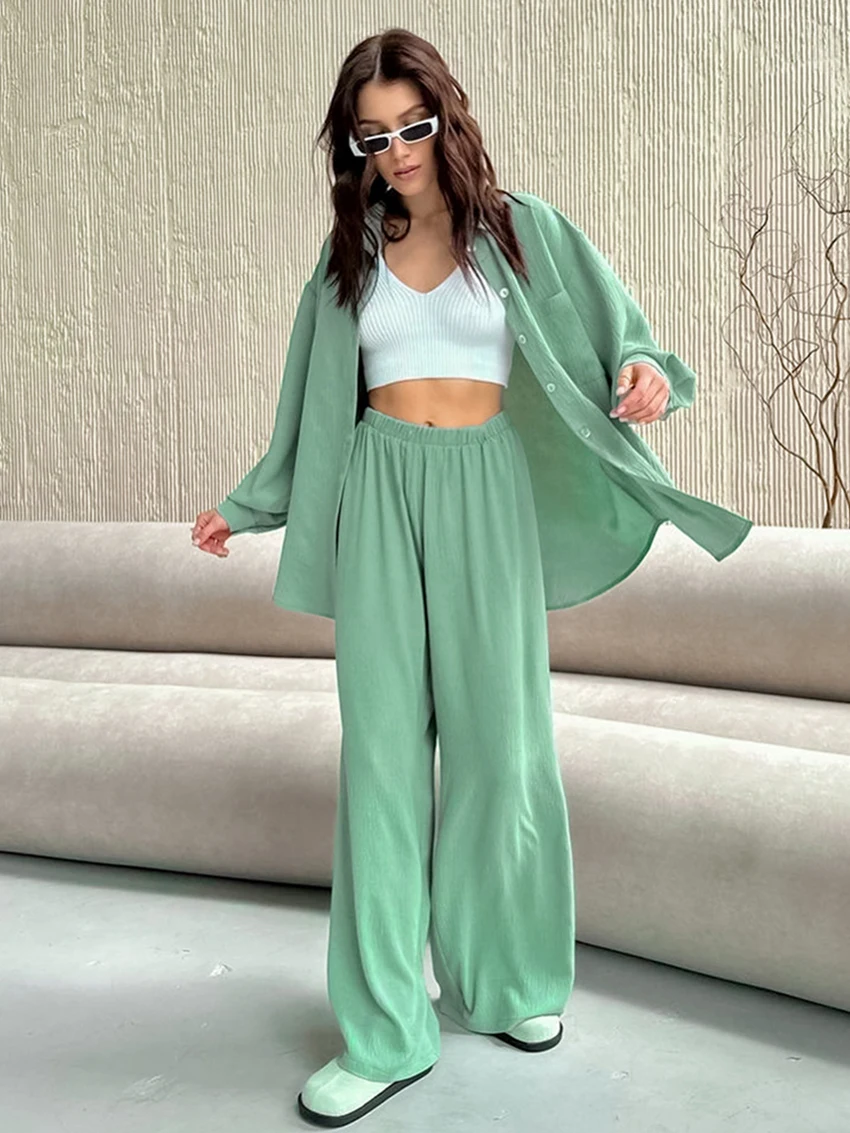 Marthaqiqi Winter Home Clothes For Women Long Sleeve Sleepwear Turn-Down Collar Nightwear Pants Casual Female Pajama 2 Piece Set