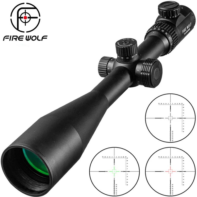Fire Wolf 10-40X56 AOE Hunting Scopes Side Wheel Parallax Adjustment Optics Riflescope Red Green Dot Sight For Scopes rifle scope