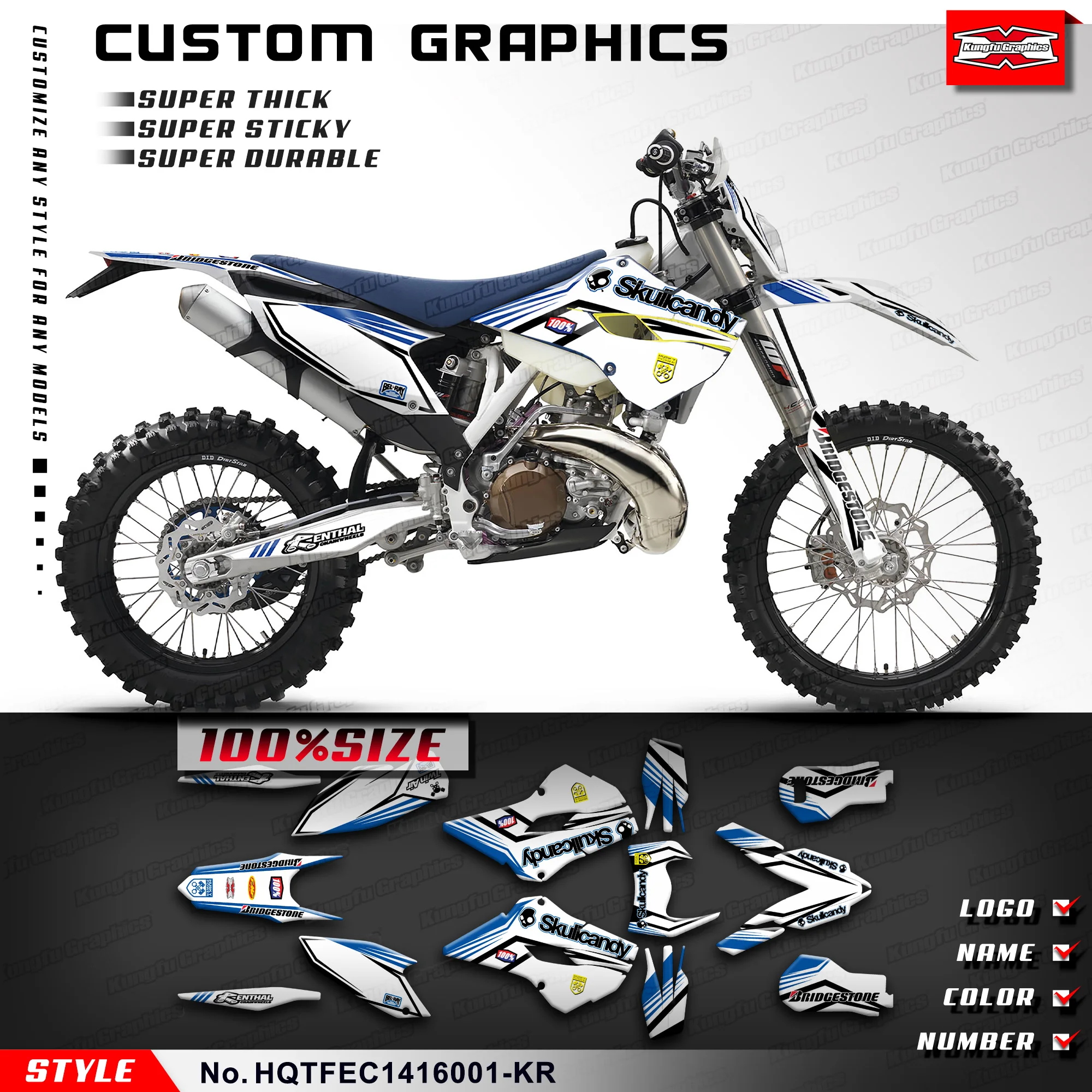 KUNGFU GRAPHICS MX Sticker Decal Kit for Husqvarna TE125 TE250 FE350 FE450 FE501 / TC 125 250 / FC 250 350 450 2014 2015 2016 maisto 1 12 motorcycle scale te husqvarna te125 2016 dirt bike motocross moto enduro diecast