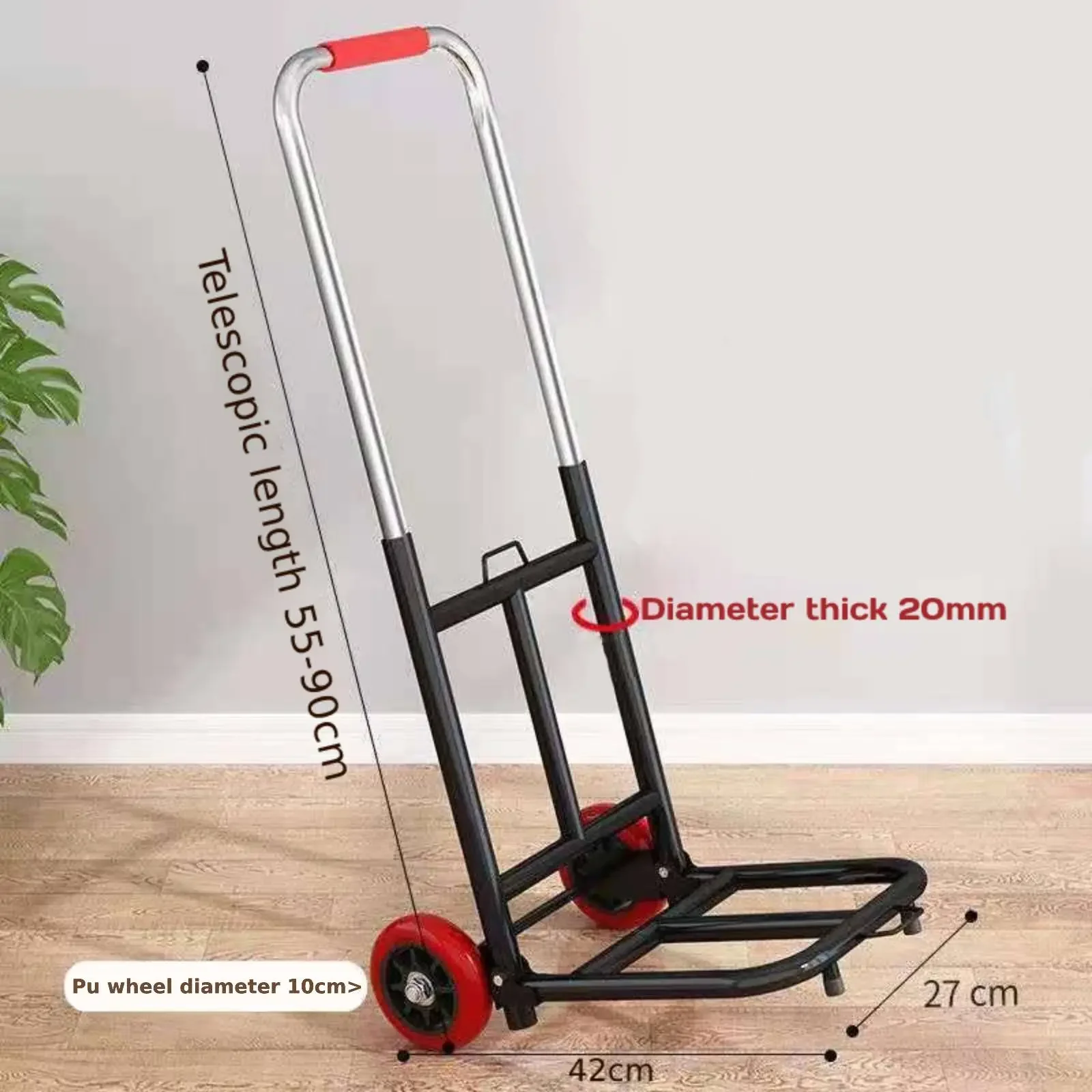 Hand-pulled Cart Folding Portable Luggage Shopping Grocery Shopping Heavy-duty Small Trolley for Home Trailer Household
