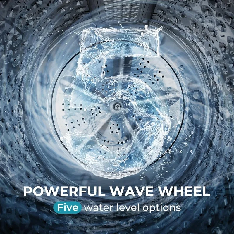 Portable Washer, 8.8LBS Capacity Small Portable Washing Machine with 10 Programs 5 Water Levels, Drain Pump and LED Display,