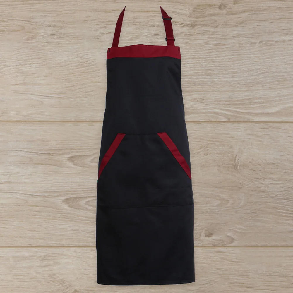4Pcs Cooking Apron with 2 Pockets Restaurant Apron Black Red Kitchen Bib Food Service Apron for Hotel Restaurant Kitchen
