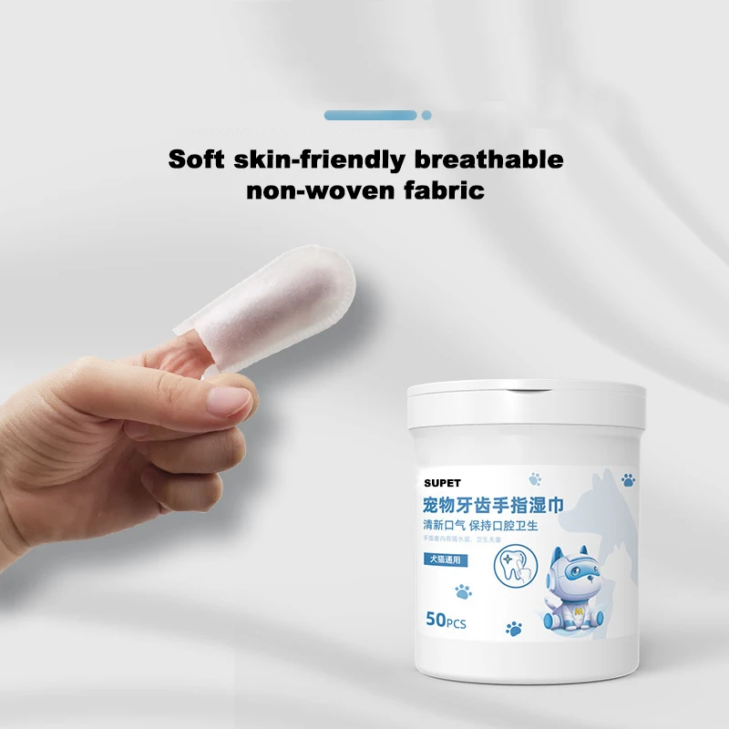 100Pcs Pet Teeth Cleaning Finger Glove Wet Wipe Eye Tear Ear Stain Remover Wet Towels For Cleaning Teeth Tartar Grooming Tools