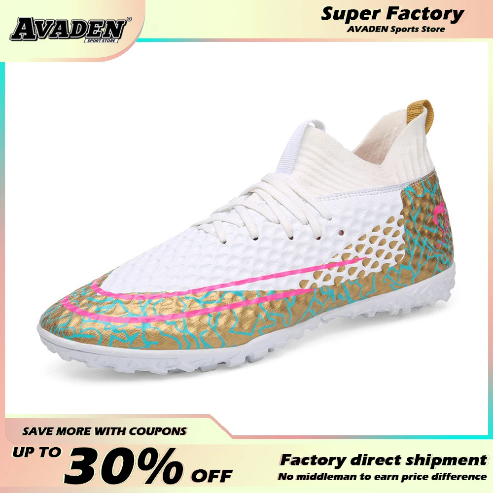 TF Sports Outdoors Soccer Shoes Professional Soccer Cleats Men Indoor Futsal Sneakers Shoes Boys Black Children's Football Boot