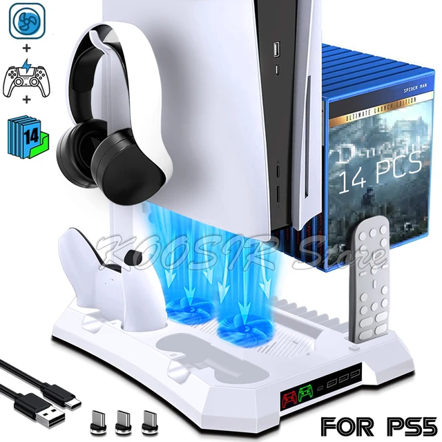 for PS5 Console Multi-function Cooling Stand for PS VR2/PS5 Controllers  Charging with Display Light Store Headset and Earphones - AliExpress