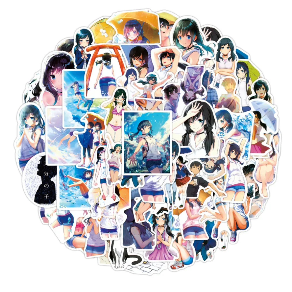 

10/30/50PCS Japanese Anime Movie Weathering with You Sticker Luggage Laptop IPad Phone Case Journal Waterproof Sticker Wholesale