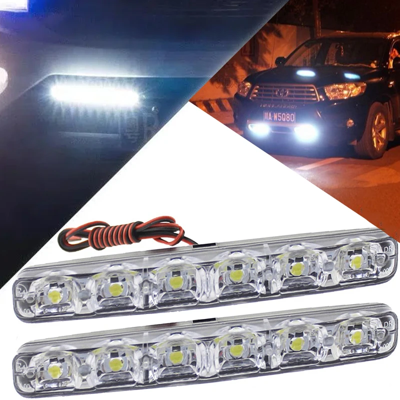 

6 LED Daytime Running Light DRL Car Fog Lamp Turn Signal Car Headlight Warning Driving Fog White Led Work Light Styling Bulb 12V