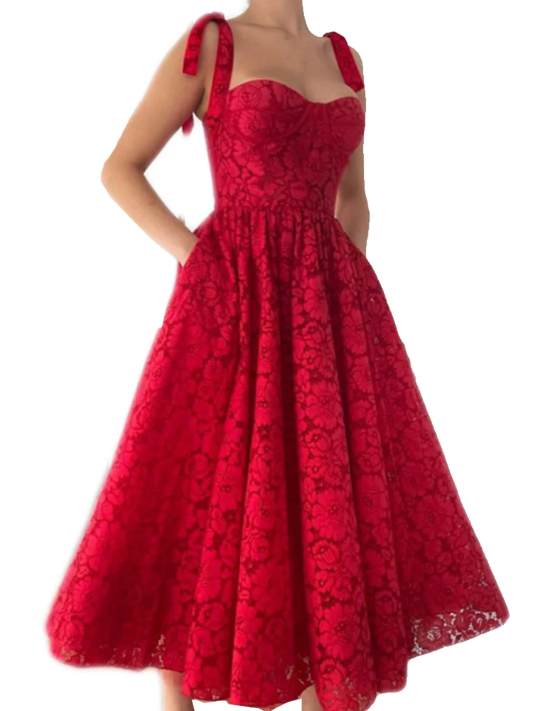 

Red Long Dress for Women 2024 Summer Party Dresses Vestido Robe Female Clothing Vacation Casual Beach Sundress