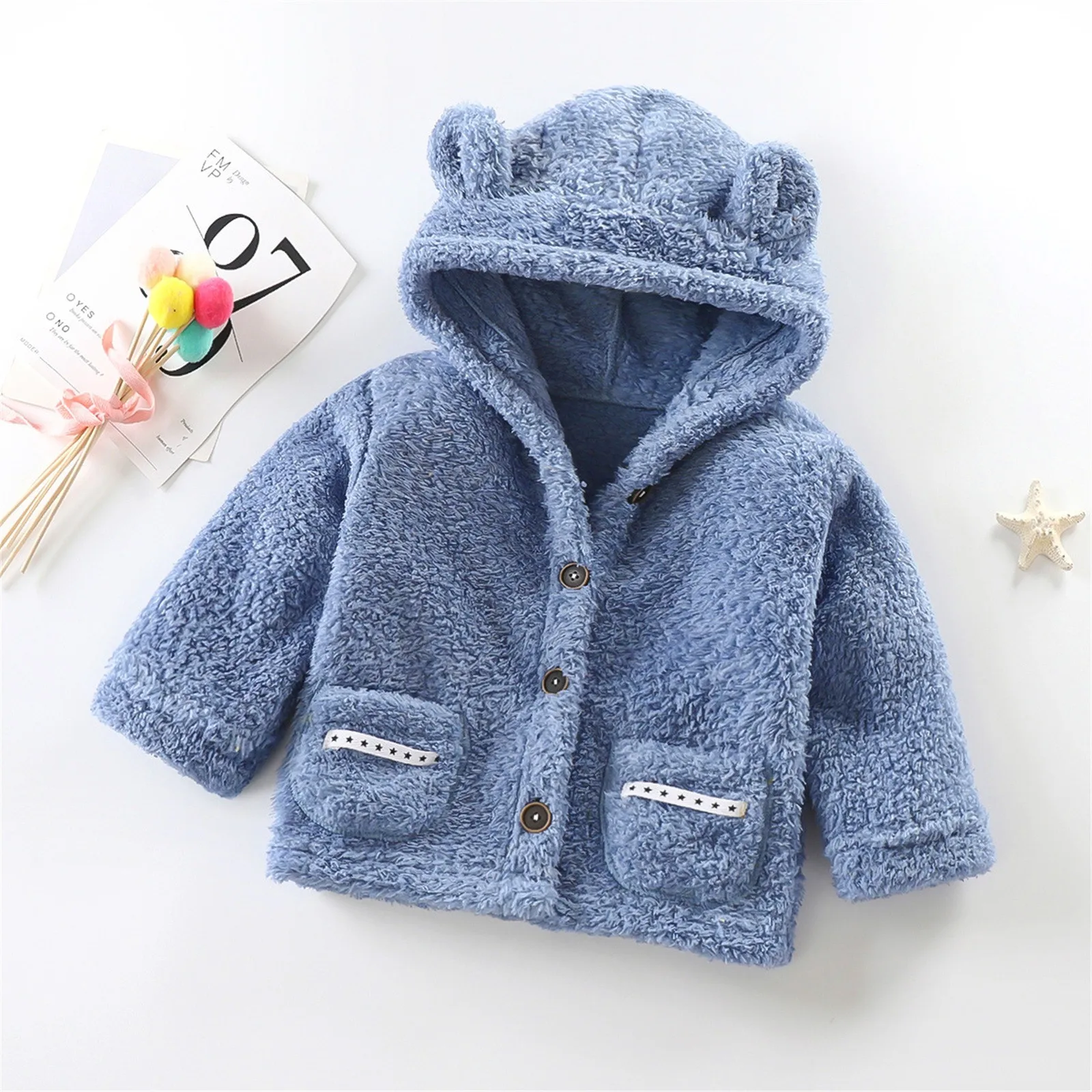1~10Years Kids Clothes Winter Hoodies Coat Children Toddler Baby Boys Girls Fleece Hooded Jacket Outer Outwear Infant Outfits