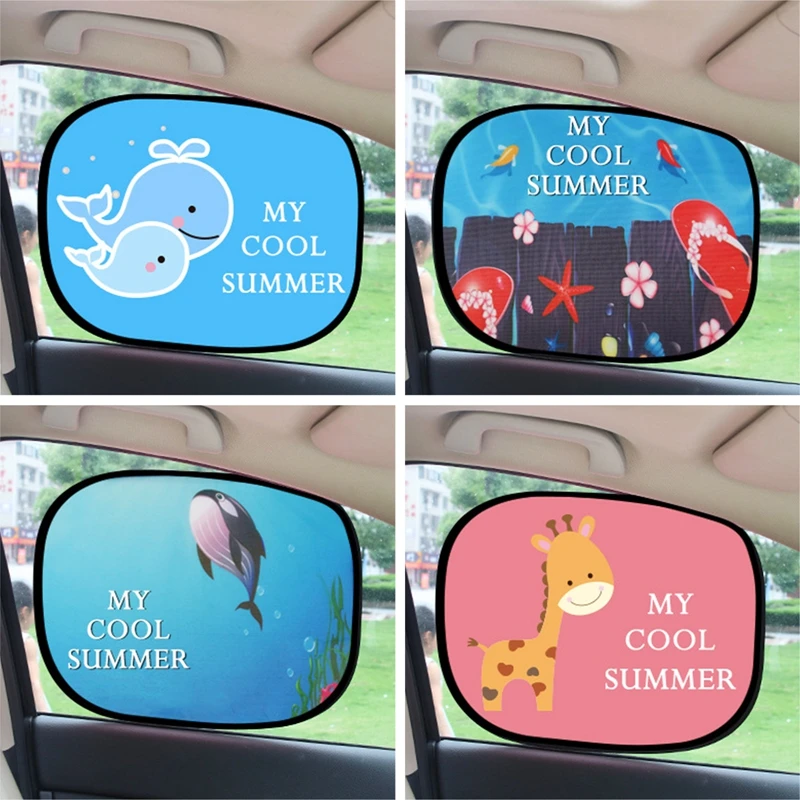 

2PCS Car SunShade Side Window Cartoon Window For Children Adults Adsorption SunShade Cover Auto Rear Side Window Sunvisor Mesh