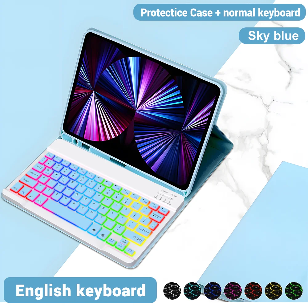 Illuminated Tablet Keyboard Case with Magnetic Attachment