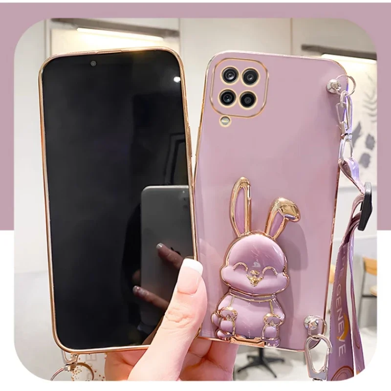 Sleek Crossbody Lanyard Rabbit Plating Case - Enhanced Protection