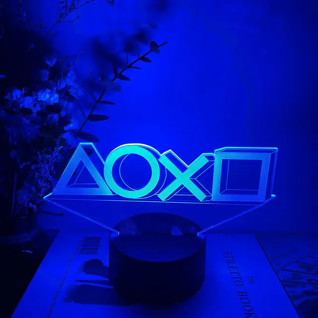 For Playstation Logo 3D Night Lamp Gaming Room Desk Setup Lighting Decor on the table Game Sensor Light for Kids Bedside Gift 4