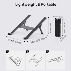 Foldable Ergonomic Laptop Stand with 5 Adjustable Angles and Easy Installation (Black)