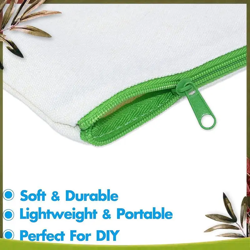 New-45 Pack Blank Cotton Canvas DIY Craft Zipper Bags Pouches Pencil Case For Makeup Cosmetic Toiletry Stationary Storage