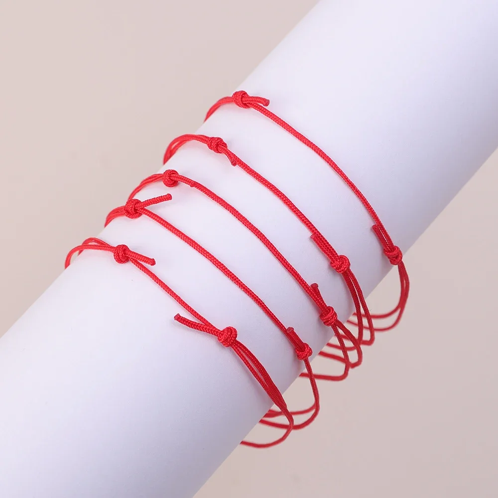 Bracciale Portafortuna In Corda Rossa Intrecciata HETICA, Regolabile Con Dettaglio Oro, Gioiello Fatto A Mano Per Uomini E Donne