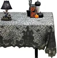 1 pcs of Halloween lace tablecloth spider web skull pattern rectangular shape for party decoration haunted house pumpkin design 1