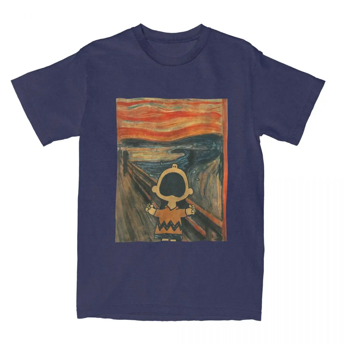 thumbnail image 1 of Camiseta de algodón para hombre con diseño artístico de Snoopy, Charlie Brown, Peanuts, Scream, cuello redondo, manga corta, idea de regalo, 1 of 5