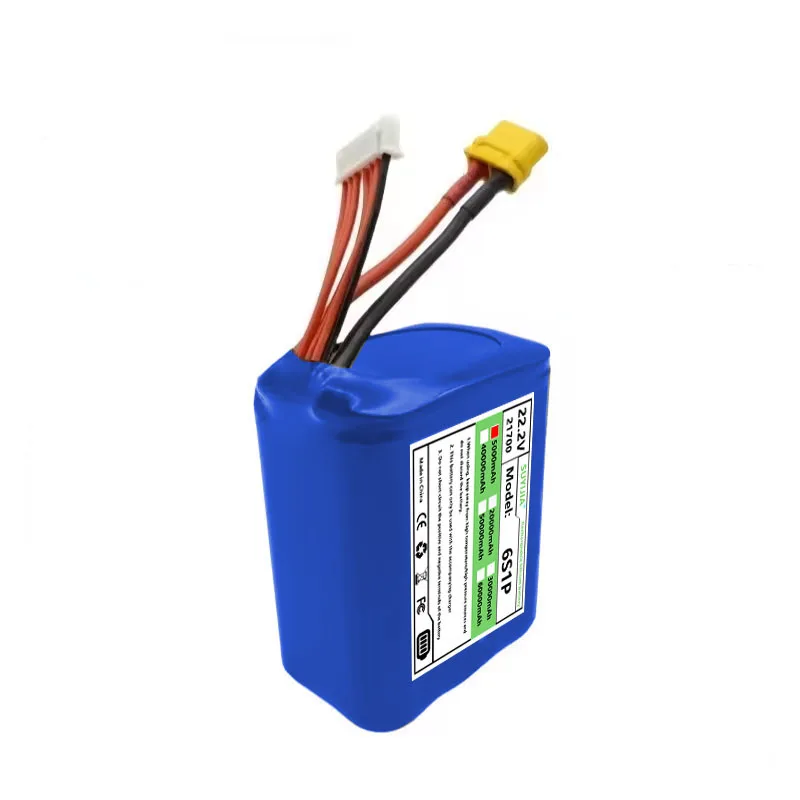 Batterie Li-ion 5000mAh 22.2V 6S 10C pour Drone FPV avec Connecteur XT60