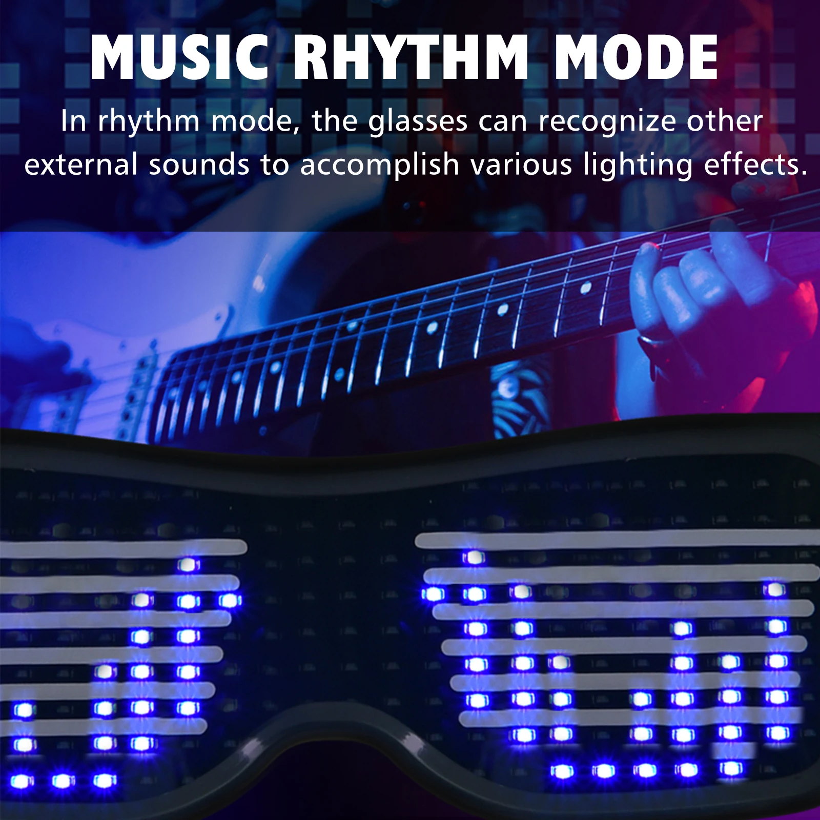 BT LED Glasses Customizable Colorful Light Glow Glasses DIY Messages Glow Toys for Halloween Party Rave Music Festival