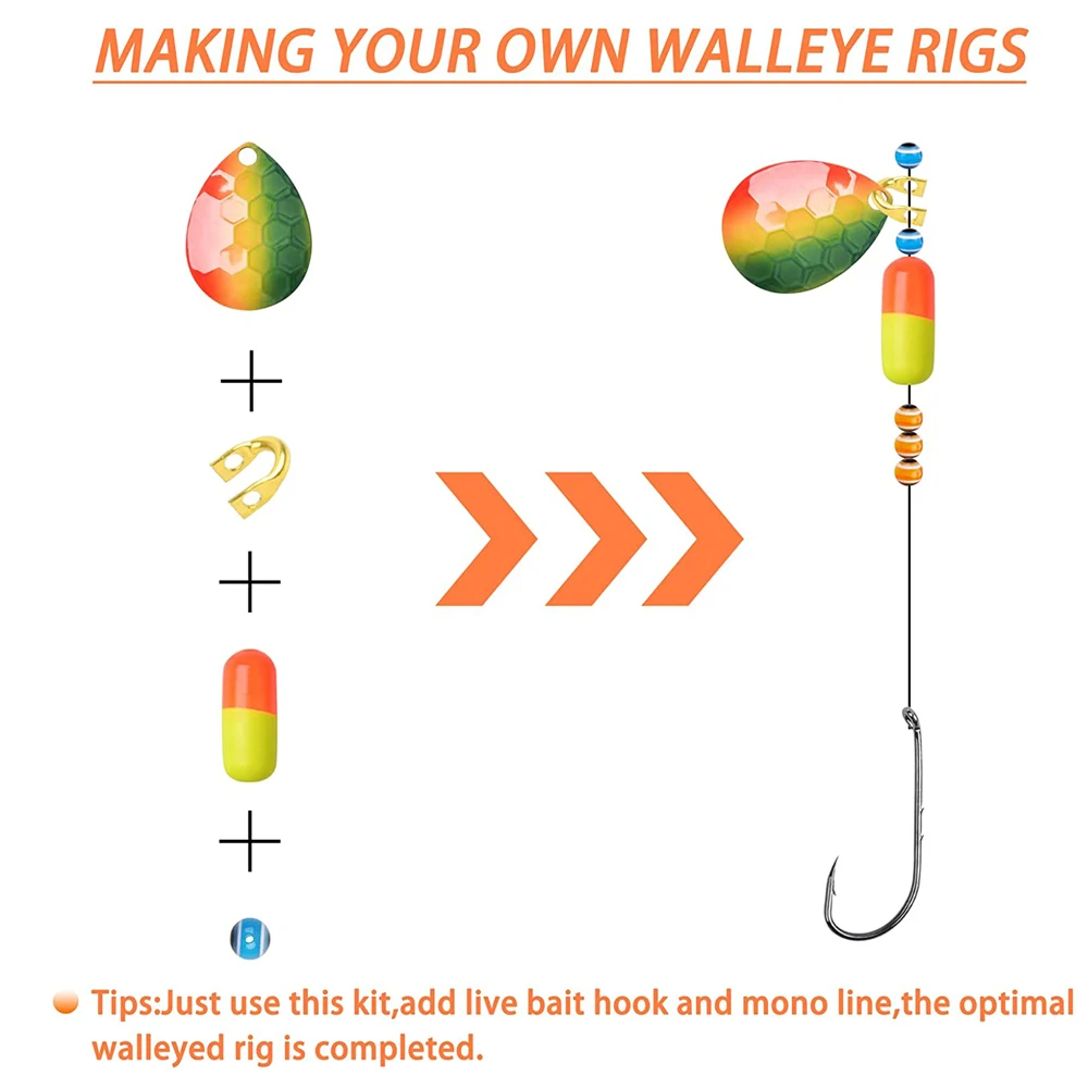 195pcs Walleye Rig Making Kit Fishing Accessories Spinner Blades Rig Foam  Floats Clevises DIY Bass Trout Lure Fishing - AliExpress