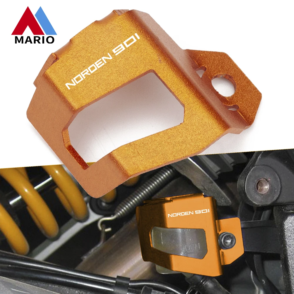 

For Norden 901 NORDEN901 2022 2023 CNC Aluminum Moto Rear Brake Fluid Cylinder Guard Oil Reservoir Cover Protection Orange Black