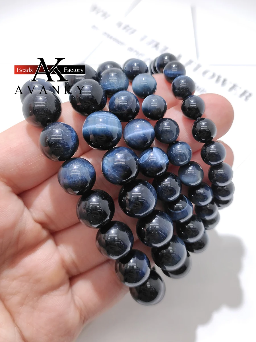 

Natural Blue Tiger Eye Crystal Single Lap Necklace For Women Girl Birthday Gift Fresh Bracelets Fashion Jewelry 6-12mm