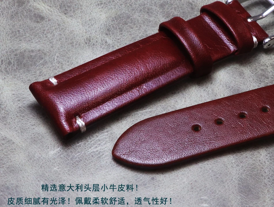 

New Handmade fashion Watch band cowhide Genuine leather 18mm 19mm 20mm 21mm 22mm strap Bracelet Retro Wristband watch accessorie