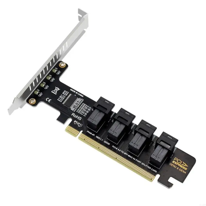 C1FD PCIE 16X To Four NVME SFF-8643 Pcie Adapter Card PCIE4.0 Splitter Card For PC