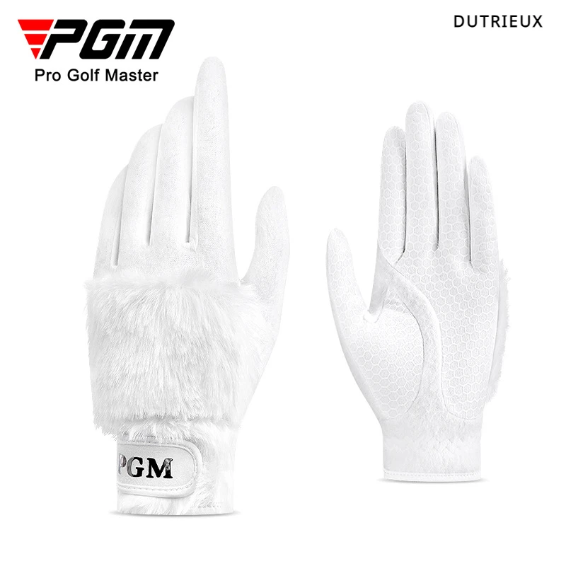 PGM Golf Women's Gloves Autumn and Winter Plush Thickened Rabbit Like Fur Thermal Gloves 1 Pair Warm Beautiful and Comfortable