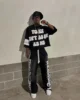 New Gothic Letter Patchwork Tracksuit Men Y2k Hip Hop Retro Sequin Striped Clothes Sweatpants T Shirt Two Piece Set Streetwear 6