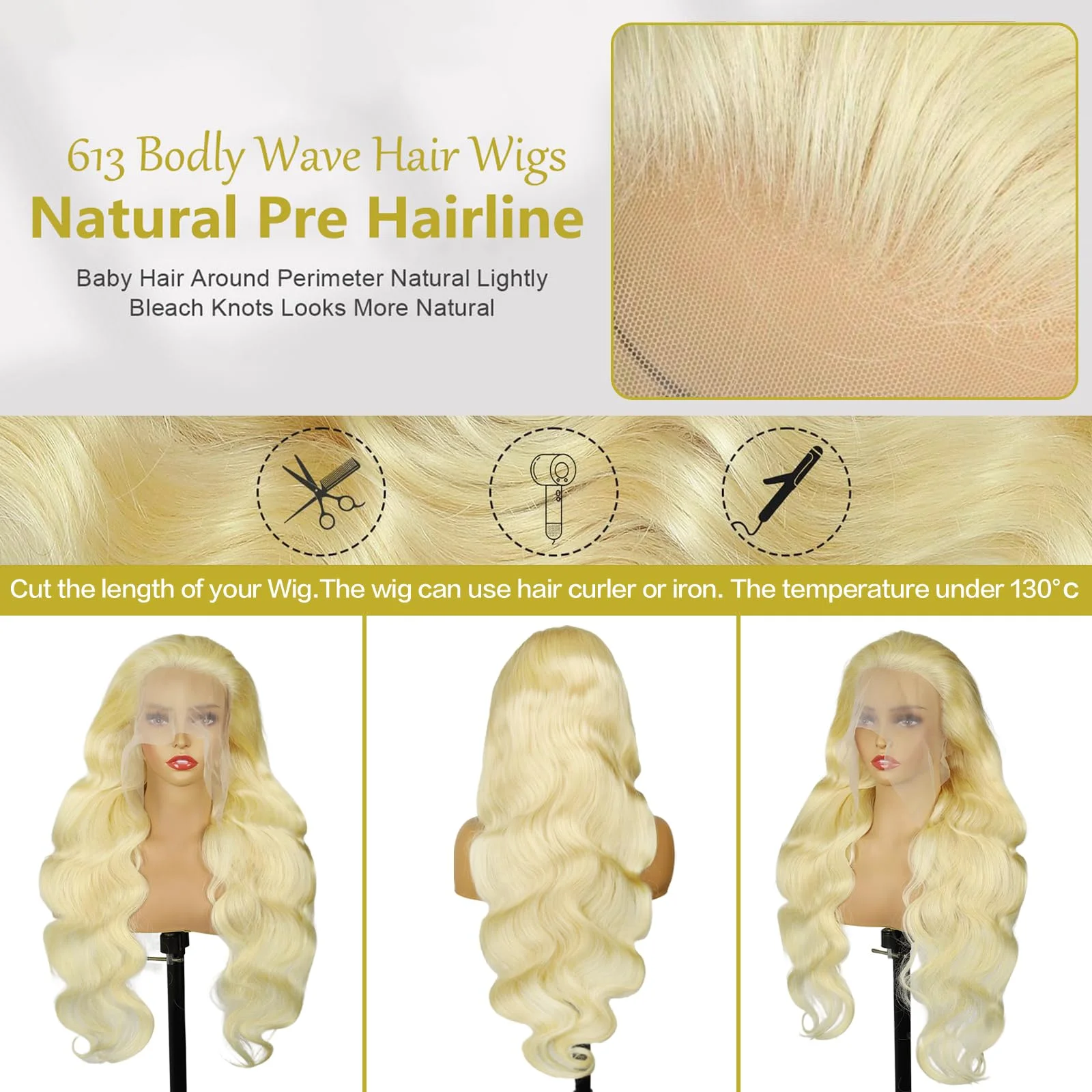 30 Inch 613 13x6 Wig Human Hair Pre Plucked 250% Density Blonde Wig Human Hair 13x4 Body Wave Lace Front Wigs Human Hair Blond 4