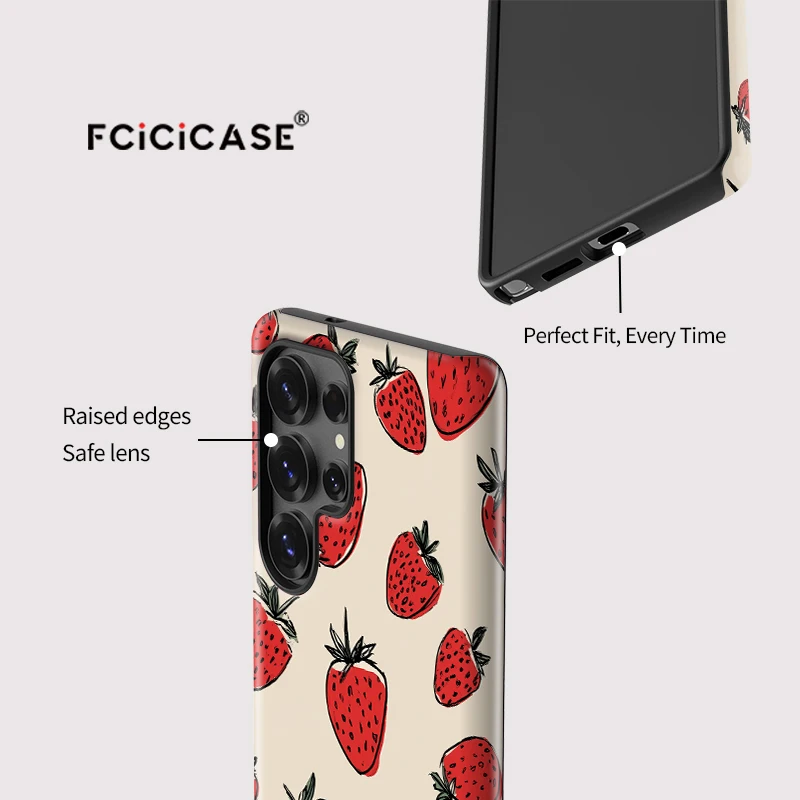 Strawberry Print Dual Layer Protective Acrylic PC Cover