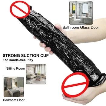 Soft Huge Realistic Dildo Penis Big Dong Vagina Stimulator Oversized Dildo Suction Cup Lesbian Sex Toys for Women 43CM*8CM Soft 3