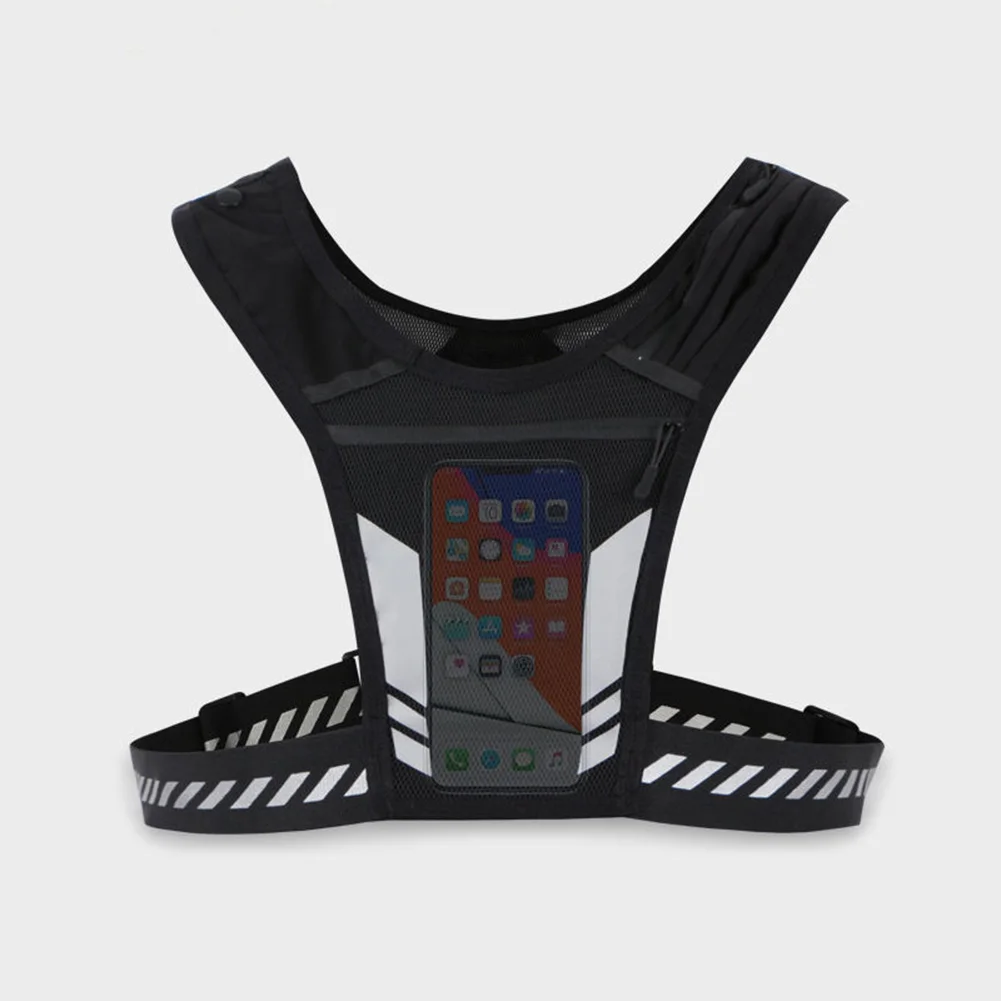 Running Phone Holder Vest Lightweight Cycling Vest Unisex Breathable Mesh Running Chest Bag Adjustable Buckle for Men Women
