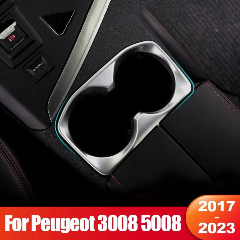 

For Peugeot 3008 5008 2017 2018 2019 2020 2021 2022 2023 GT Hybrid Car Rear Row Water Cup Holder Cover Frame Trim Accessories