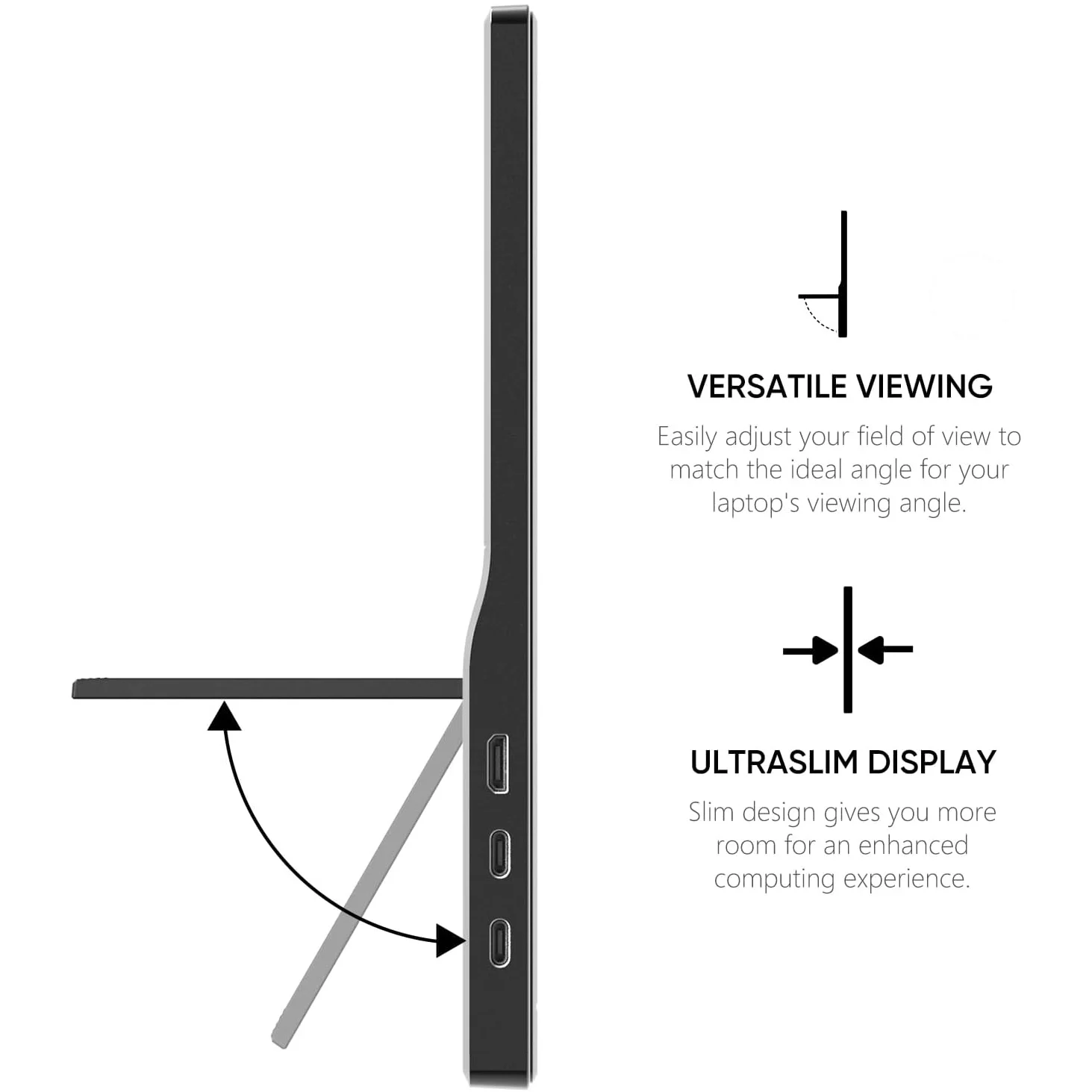 15.6인치 휴대용 모니터 (노트북용) 60Hz 1080P 72 NTSC 100%sRGB USB C 미니HDMI 여행용 외장 보조 컴퓨터 화면 (HDR 지원)